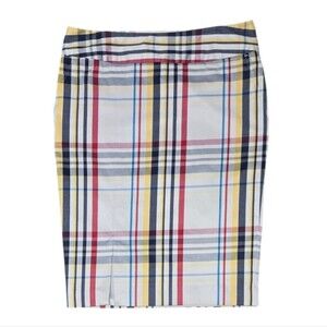 Tommy Hilfiger Preppy Pencil Skirt Cream Plaid Lined Size 8